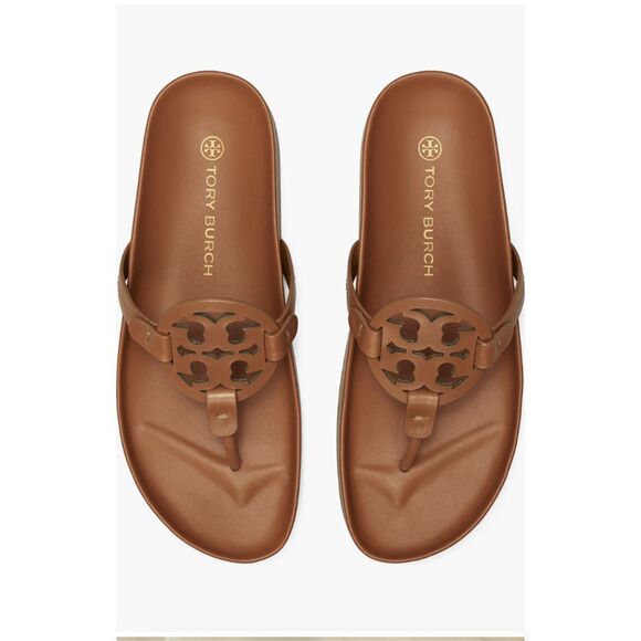 Women'e Tory Burch Miller Cloud Thong Sandal Size 10.5 in Miele Brown Size 10.5 - Picture 1 of 6
